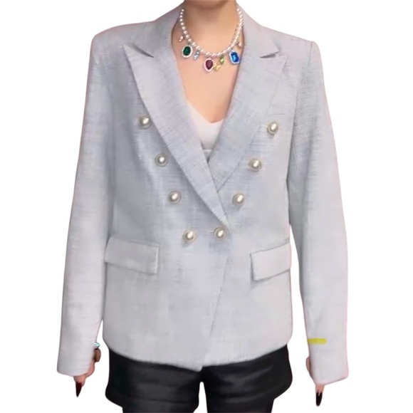 Generation Love Abby Tweed Blazer in Light Blue - Picture 1 of 12